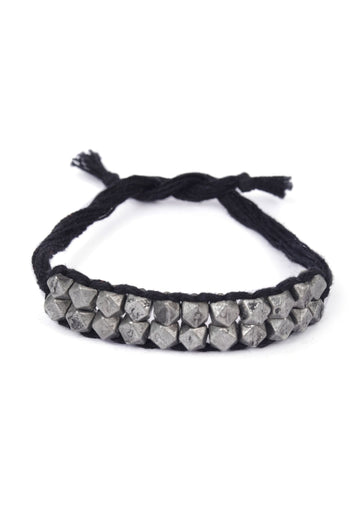 Set Of 2: Yashvi Black Thread & Antique Plated Brass Beaded Anklets